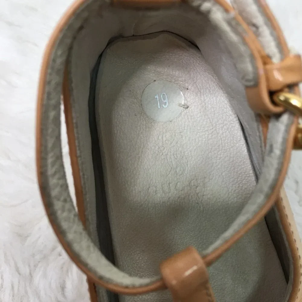 Gucci Baby Girl Pink Patent Leather Mary Jane Shoes CC Logo with Bow Size 4 US